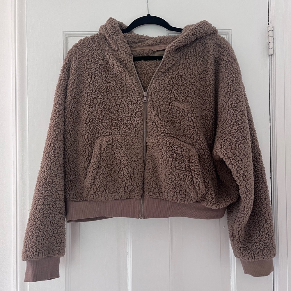 Skims Brown Sherpa Zip-Up Hoodie